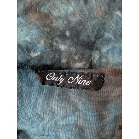 VTG 90s ONLY NINE Green Mottled Tie Dye V Neck Top Sequins Embroidery Womens S - Picture 7 of 9